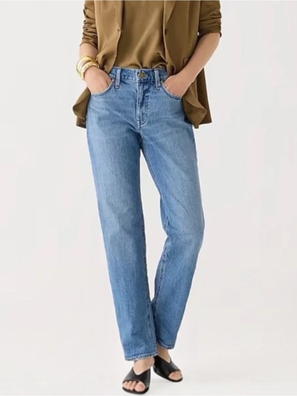 J. Crew Mid-rise 90s Classic Straight Jeans Medium Wash size 27P Petite